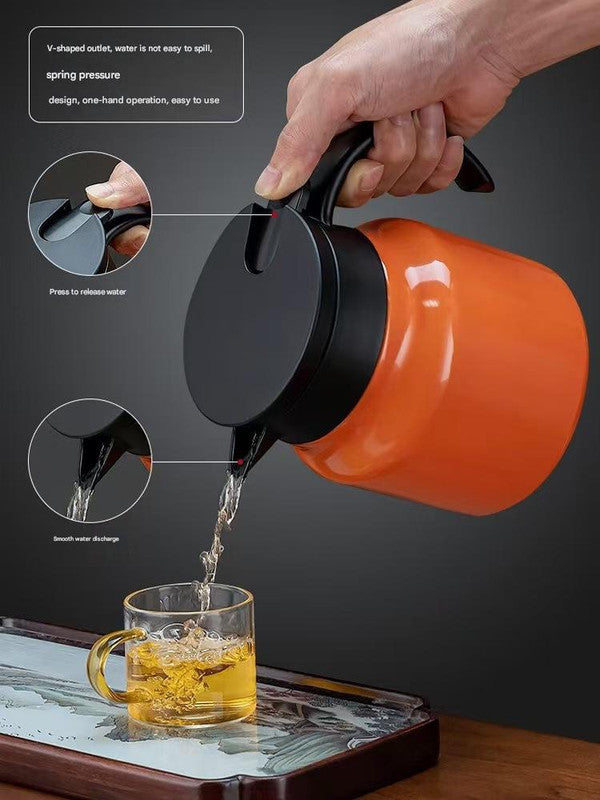 Orange 316 Stainless Steel Stewing Tea Kettle with Wooden Handle - Insulated Tea and Coffee Kettle with Infuser for Home and Office 3