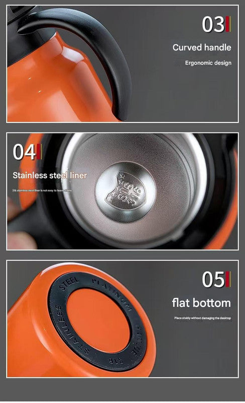 Black 316 Stainless Steel Stewing Tea Kettle with Wooden Handle - Insulated Tea and Coffee Kettle with Infuser for Home and Office 6