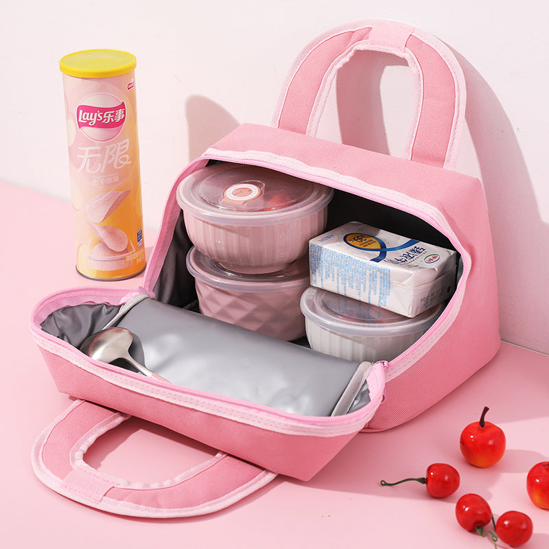 Light pink Cute Cartoon Lunch Bag - Large Capacity Insulated Handbag for Students and Office Use 3