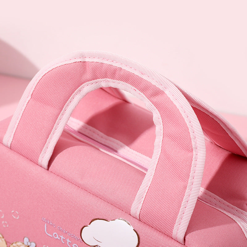 Light pink Cute Cartoon Lunch Bag - Large Capacity Insulated Handbag for Students and Office Use 4