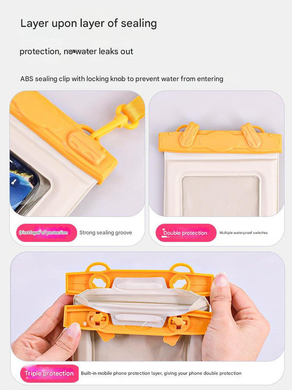 IPX8 Waterproof Phone Pouch with Inflatable Floating Layer,Touchscreen Dry Bag for Swimming(yellow) 3