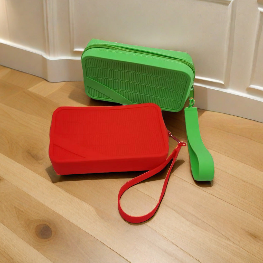 White Silicone Zipper Storage Pouch - Stylish Multi-Purpose Organizer with Wrist Strap 3