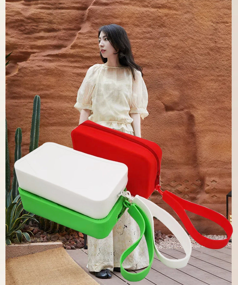 White Silicone Zipper Storage Pouch - Stylish Multi-Purpose Organizer with Wrist Strap 5