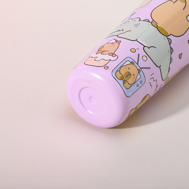 304 Stainless Steel Insulated Tumbler,Cartoon Design Portable Straw Cup for Home and Office(yellow) 5