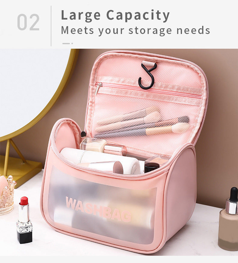 PVC Transparent Cosmetic Bag,Waterproof Portable Travel Organizer with Handle(Pink) 6