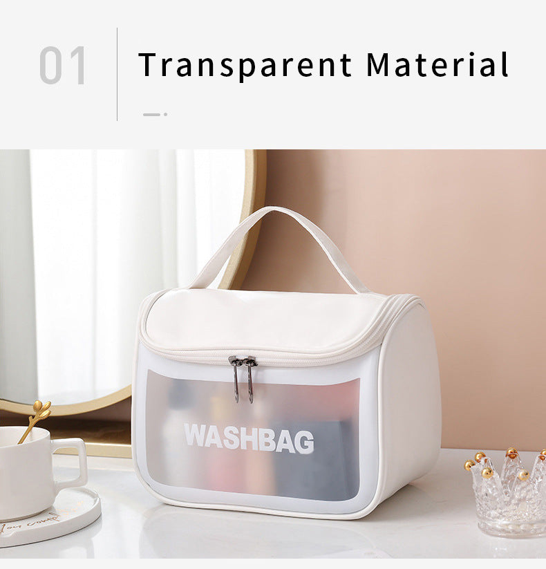 PVC Transparent Cosmetic Bag,Waterproof Portable Travel Organizer with Handle(Yellow) 5