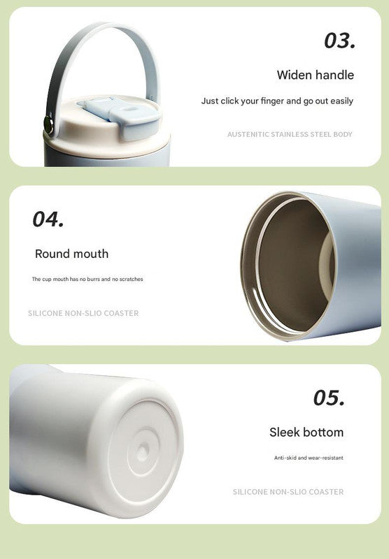 304 Stainless Steel Insulated Tumbler,Large Capacity with Handle and Cute Cloud Accessory(Green) 6