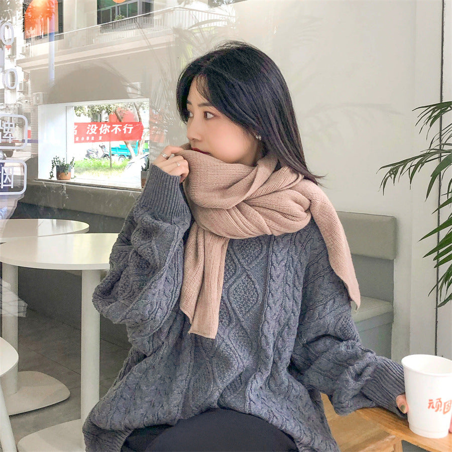 White Imitation Cashmere Solid Scarf - Warm Winter Shawl for Men and Women 3