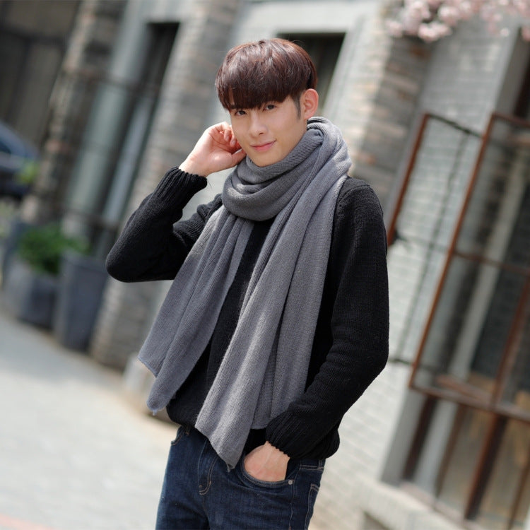 White Imitation Cashmere Solid Scarf - Warm Winter Shawl for Men and Women 4