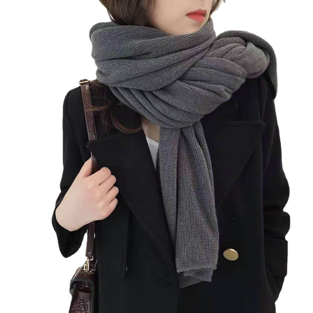 White Imitation Cashmere Solid Scarf - Warm Winter Shawl for Men and Women 5