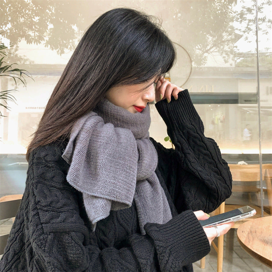 White Imitation Cashmere Solid Scarf - Warm Winter Shawl for Men and Women 6