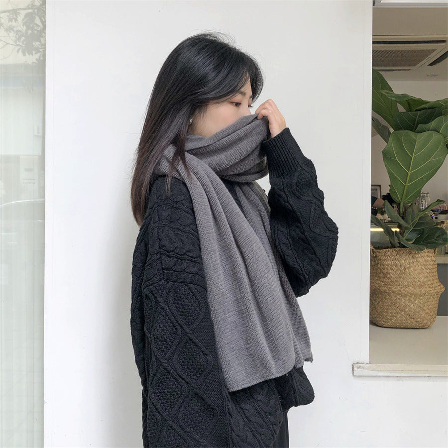 White Imitation Cashmere Solid Scarf - Warm Winter Shawl for Men and Women 7