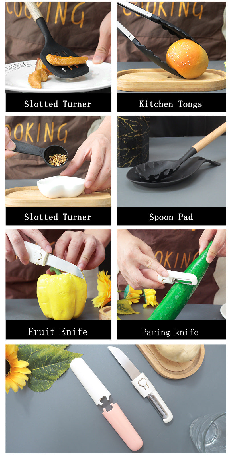 Bamboo Leaf Green 12-Piece Silicone Cooking Utensil Set - Non-Stick Food-Grade Kitchen Tools with Holder 5