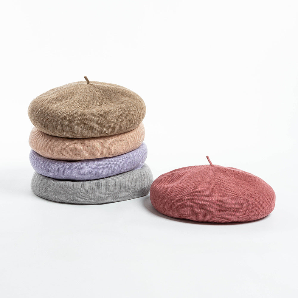 Black Linen Knit Beret - Classic Soft and Stylish Headwear 3
