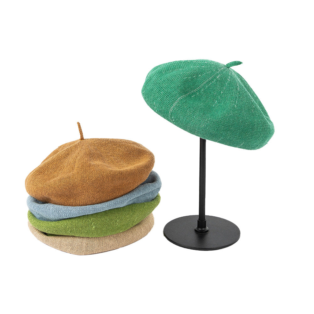 Black Linen Knit Beret - Classic Soft and Stylish Headwear 4