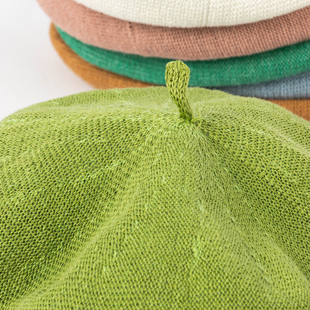 White Linen Knit Beret - Classic Soft and Stylish Headwear 5