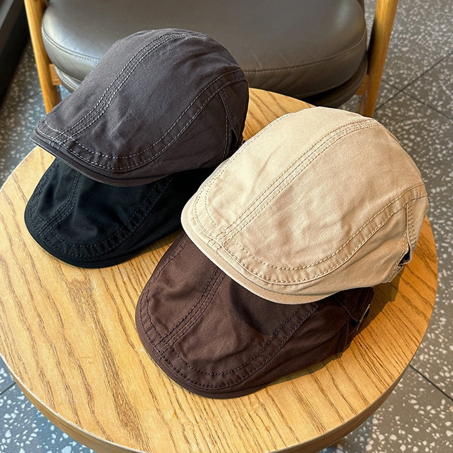 Retro Newsboy Cap - Unisex Vintage Flat Beret with Visor(Apricot ) 3