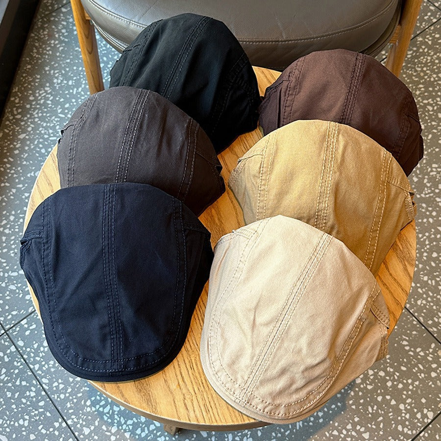 Retro Newsboy Cap - Unisex Vintage Flat Beret with Visor(Coffee) 4
