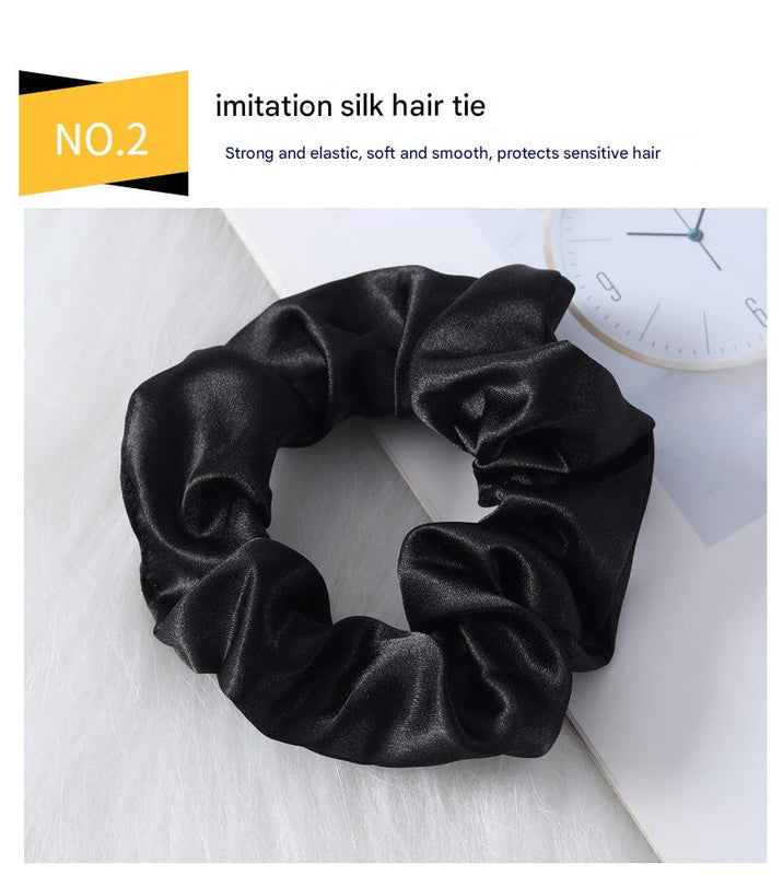 Luxury Satin Sleep Mask Gift Set,4-Piece with Pillowcase and Hair Accessories(Black) 3