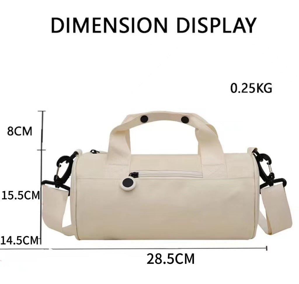 Waterproof Oxford Cylindrical Travel Bag - Large Capacity Handbag with Shoulder Strap(White) 6