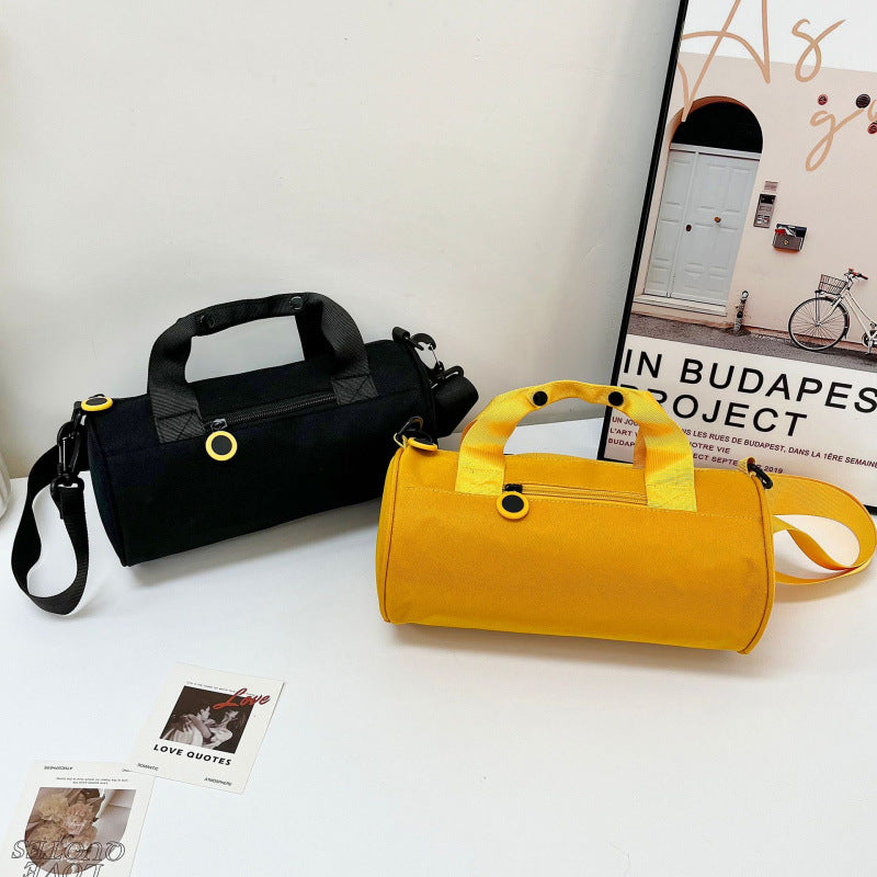Waterproof Oxford Cylindrical Travel Bag - Large Capacity Handbag with Shoulder Strap(Peach) 4