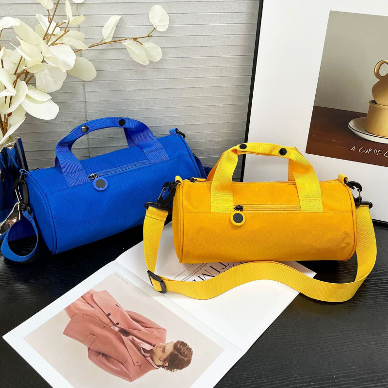 Waterproof Oxford Cylindrical Travel Bag - Large Capacity Handbag with Shoulder Strap(Light Purple) 3