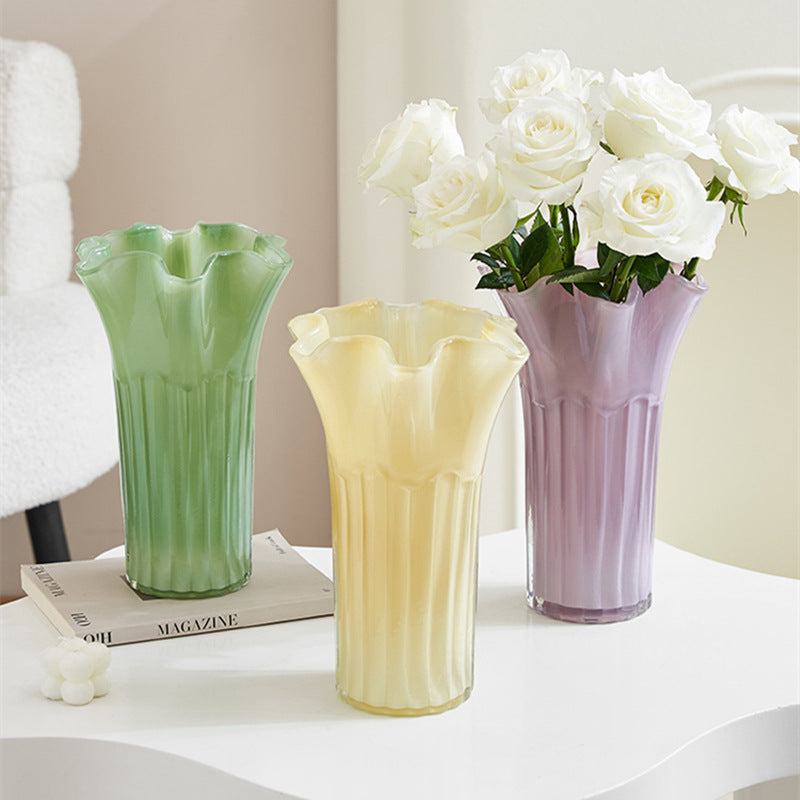 Nordic-Style Glass Vase - Elegant Fluted Flower Vase for Home Decor(Transparent) 4