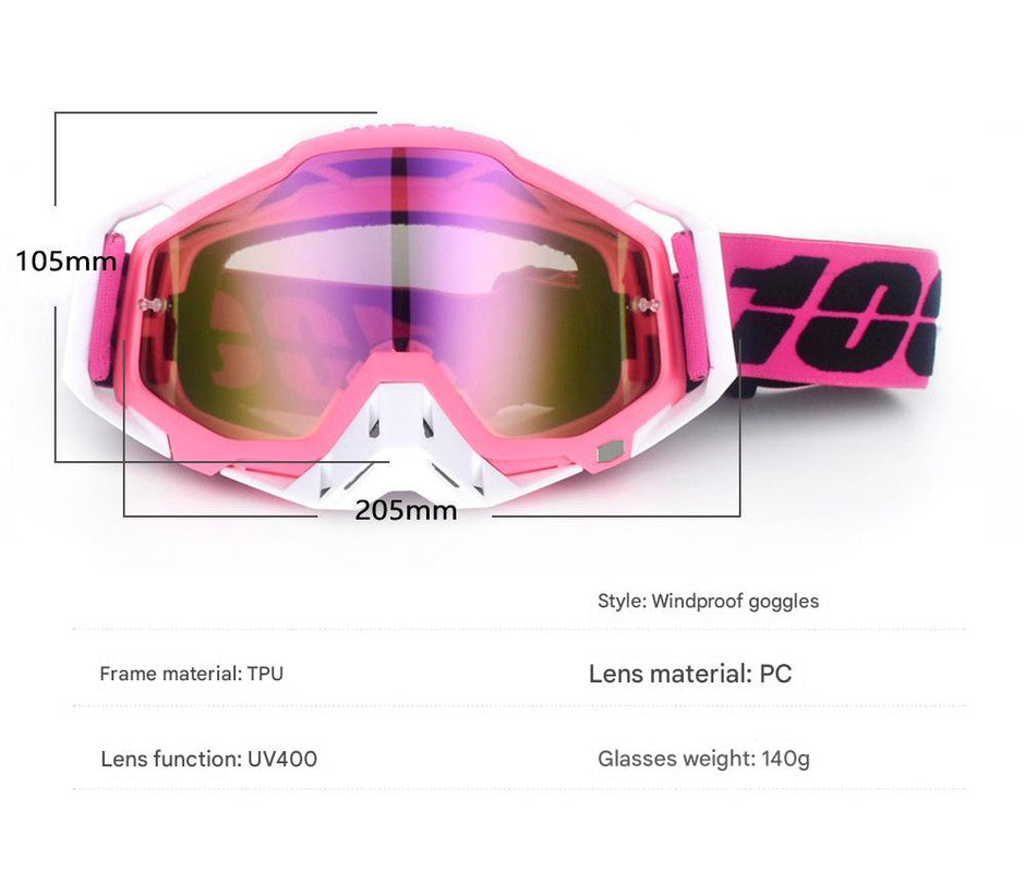 White Black Motorcycle Goggles - UV-Protective Anti-Dust Riding Glasses for Outdoor Sports(Red lenses) 3