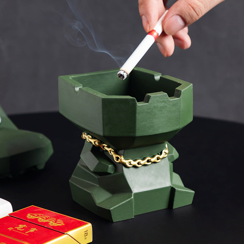 Hippo Ashtray with Lid - Stylish Geometric Decor for Home and Office(Green) 4