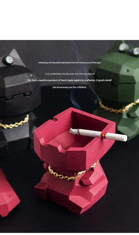 Hippo Ashtray with Lid - Stylish Geometric Decor for Home and Office(Green) 7