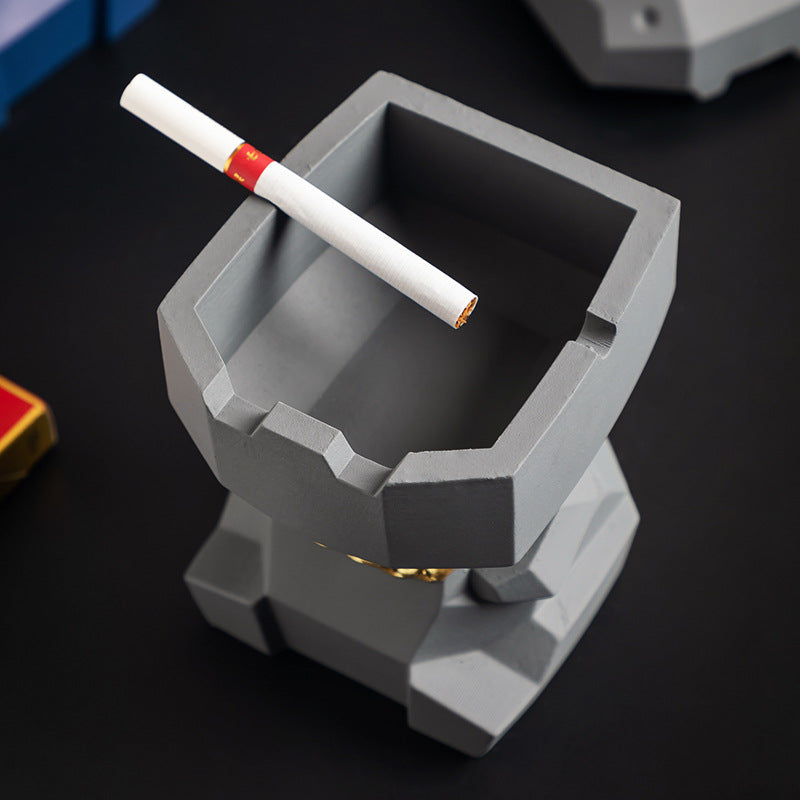 Hippo Ashtray with Lid - Stylish Geometric Decor for Home and Office(Blue) 5