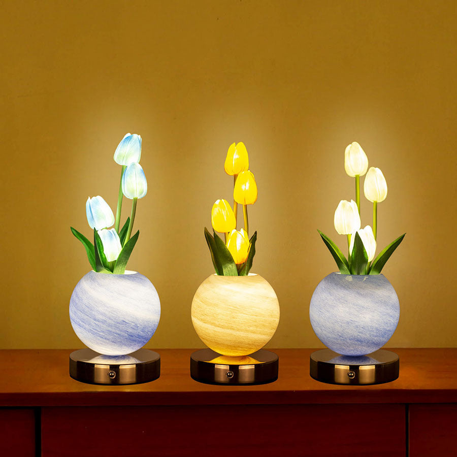 Orange Tulip Night Light - Floral Table Lamp for Bedroom Ambiance 3