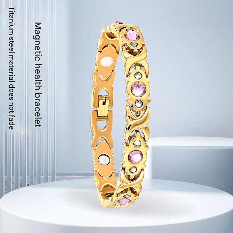 Magnetic Therapy Bracelet - Anti-Allergy Jewelry with Gemstone Design and Health Benefits(Gold) 3