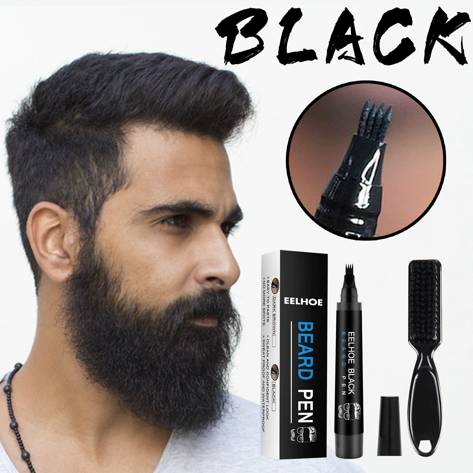 EELHOE Beard Pen Filler Kit - Waterproof & Sweatproof for a Natural Fuller Look 3