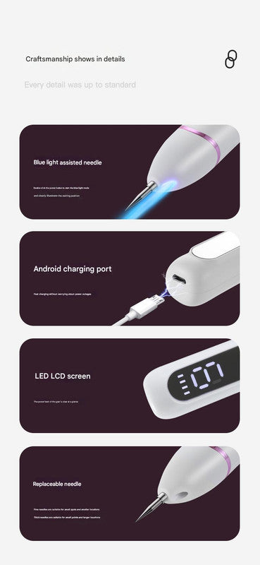 Professional 9-Level Skin Tag & Spot Remover Pen - USB Rechargeable Beauty Device(gold) 6