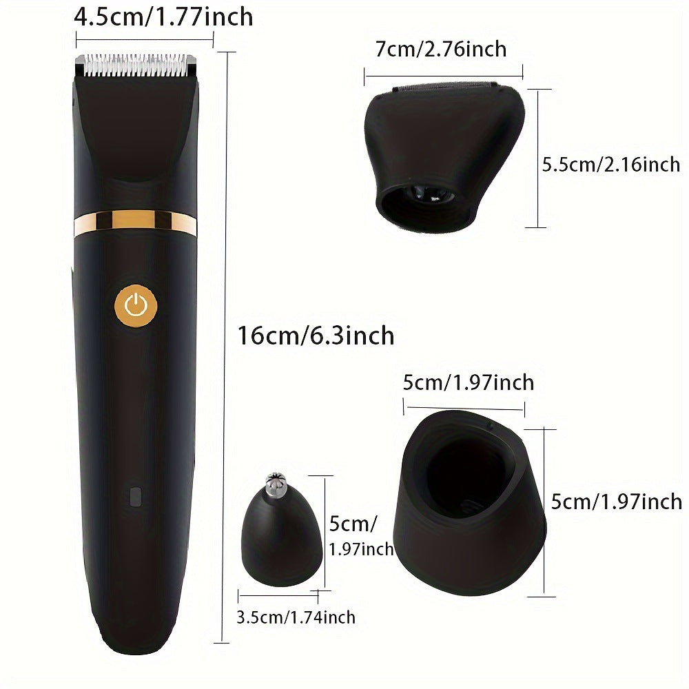 3-in-1 Men's Electric Body Groomer & Hair Clipper Kit - Waterproof, USB-C Rechargeable with Charging Dock(black) 6
