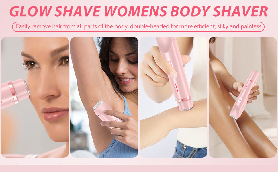 2-in-1 Ladies Electric Shaver & Trimmer - IPX7 Waterproof, USB-C Rechargeable, Dual Head Design(pink) 6