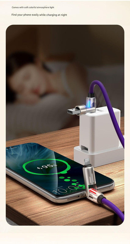 Universal PD Fast Charging Cable with LED Indicator - Zinc Alloy, Durable 1.5m Silicone Cord - Multiple Connector Options(purple) 5