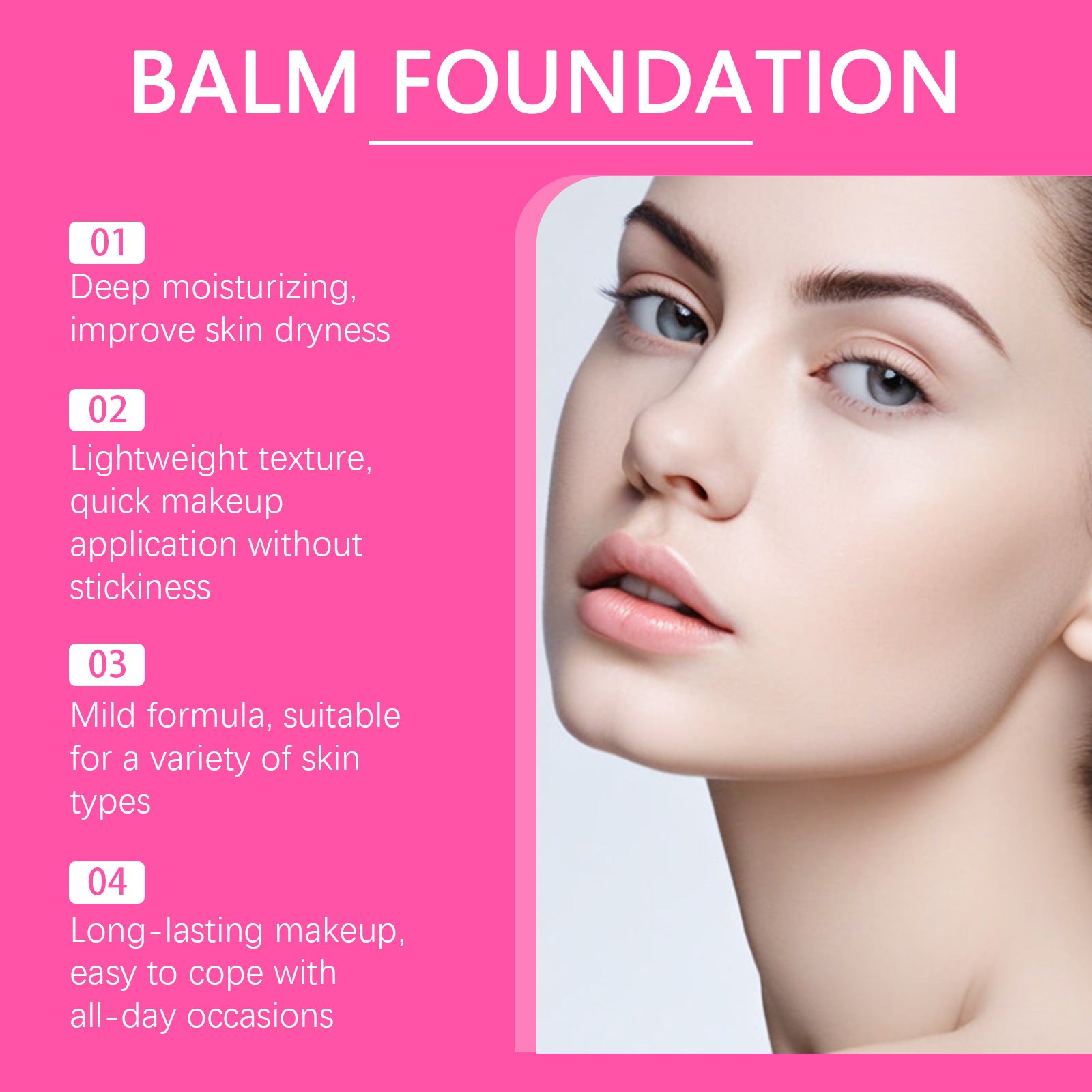 Moisturizing Balm Foundation - Lightweight Texture, Long-Lasting Natural Coverage(Natural color) 4
