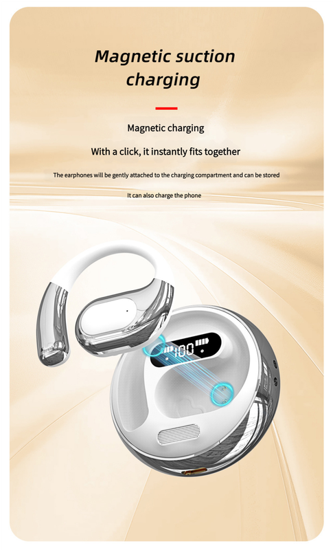 Open-Ear Conduction TWS Earbuds - Bluetooth 5.5, HIFI Sound, LED Display(black) 8