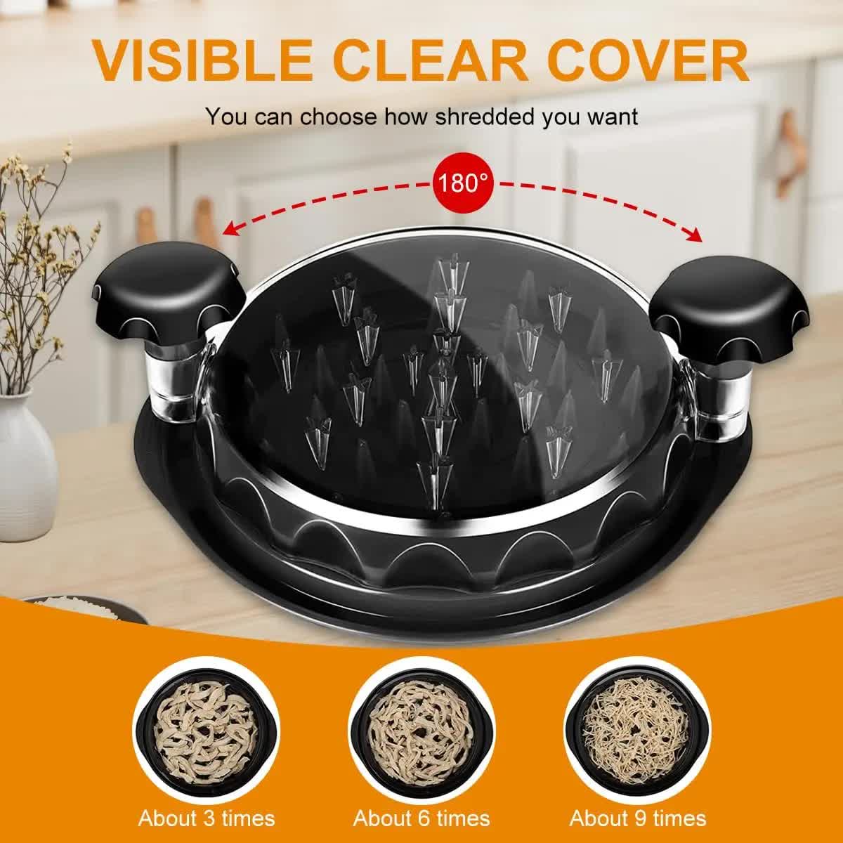 Upgraded Meat Shredder Tool - Rotating Chicken & Pork Puller with Anti-Slip Base & Ergonomic Grips(black) 5