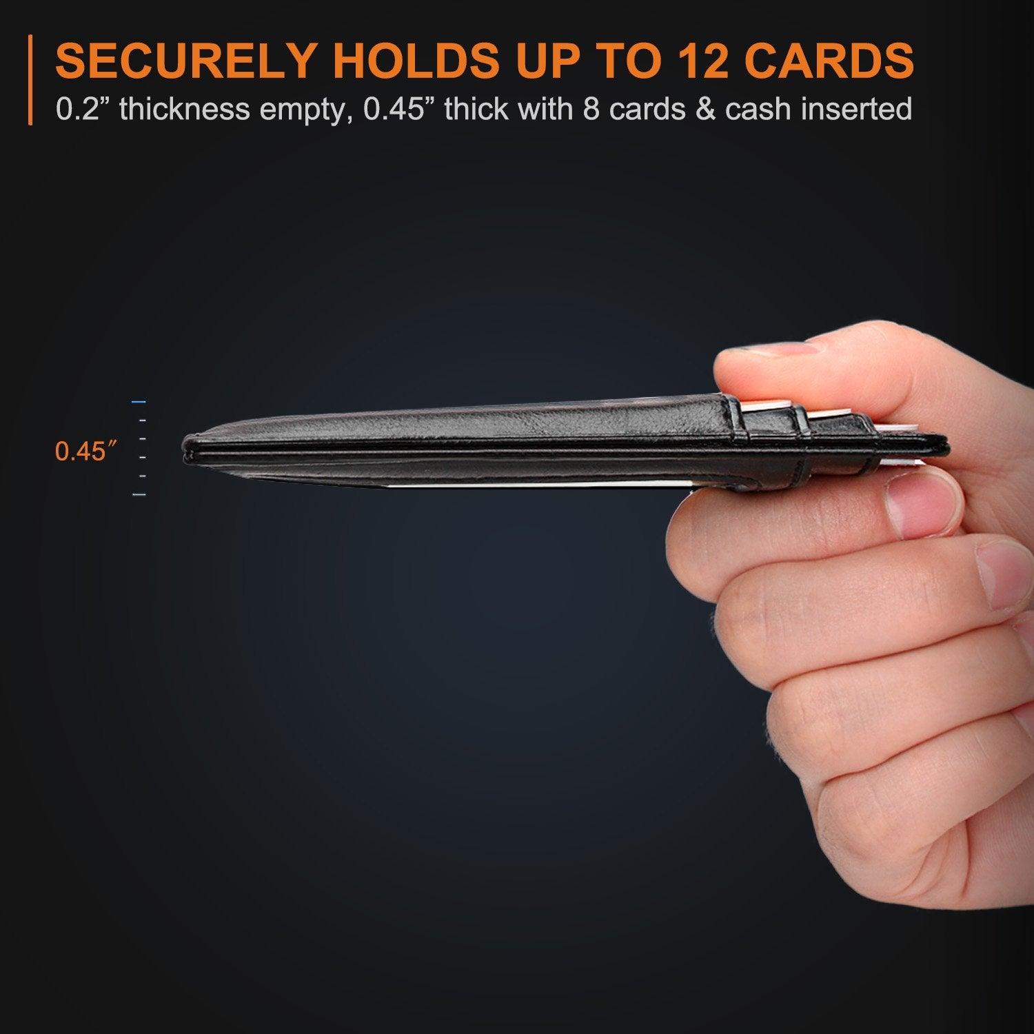 Slim Minimalist Leather Wallet with ID Window & RFID Blocking - Holds 12 Cards & Cash(Red) 5