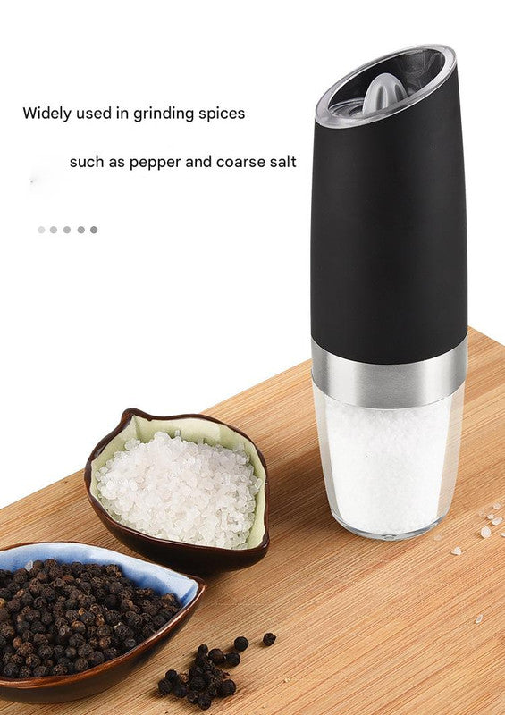Gravity Electric Salt & Pepper Grinder Set - Adjustable Coarseness, LED Light, Battery Operated(black) 5