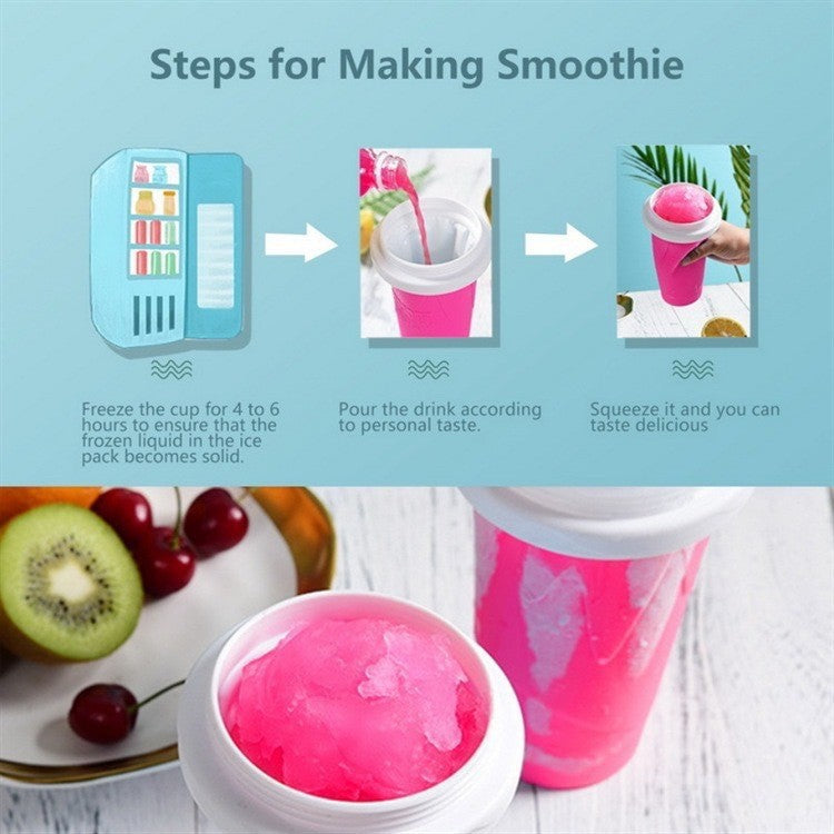 DIY Frozen Magic Slushy Maker Cup - Quick Squeeze Smoothie Cup with Lid & Straw/Spoon(Rose Red) 4