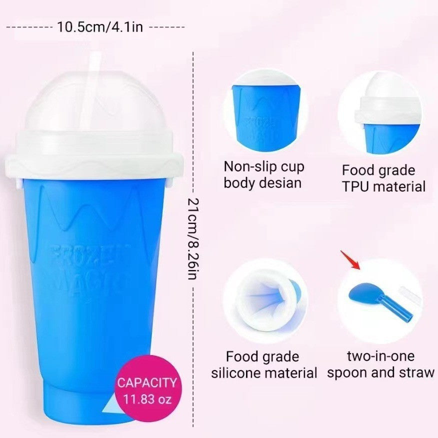 DIY Frozen Magic Slushy Maker Cup - Quick Squeeze Smoothie Cup with Lid & Straw/Spoon(Blue) 3