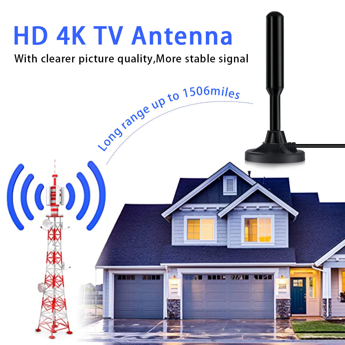 HD 4K Digital TV Antenna - 22dB High Gain, Long Range Reception with 5m Cable & IEC Connector 5