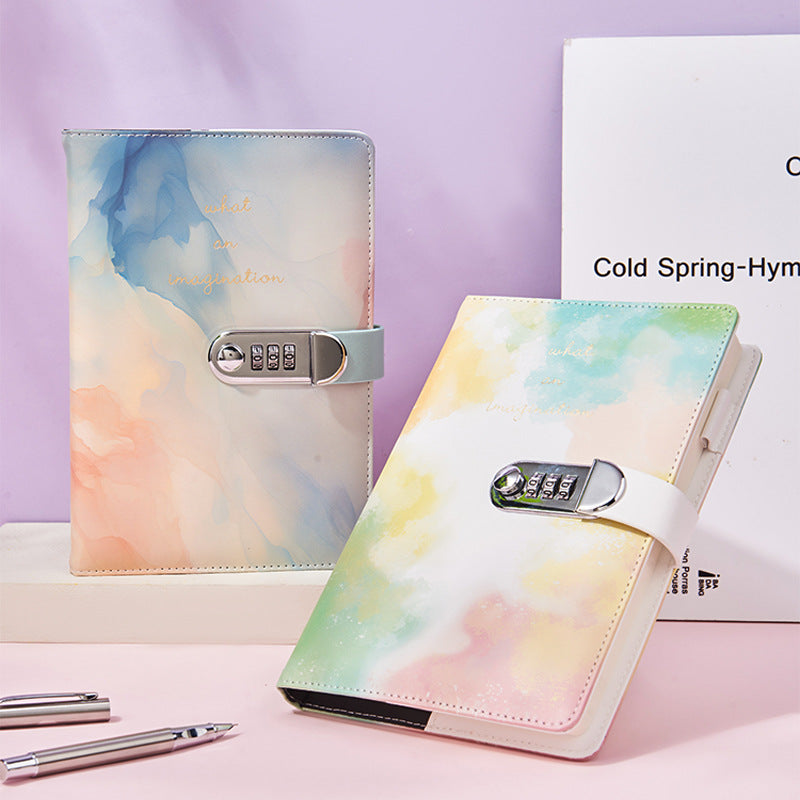 A5 Tie-Dye Journal with Combination Lock - 240 Pages, Soft Touch Cover Diary(Colorful) 3