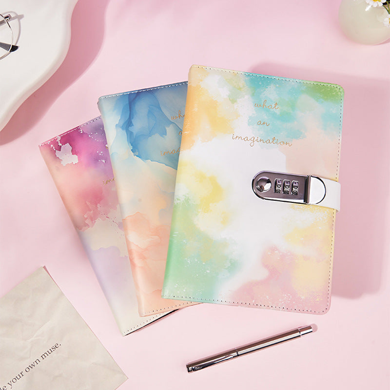A5 Tie-Dye Journal with Combination Lock - 240 Pages, Soft Touch Cover Diary(Blue) 4