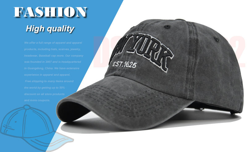 Vintage New York Est. 1625" Washed Cotton Baseball Cap - Adjustable & Unisex(Navy blue)"