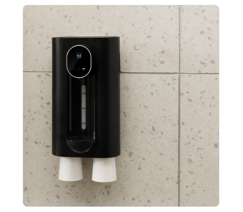 Smart Automatic Mouthwash Dispenser - Wall-Mounted, 3 Adjustable Levels, LED Display & Magnetic Cups(Black) 6